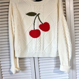 Cherry Knit Cream Sweater